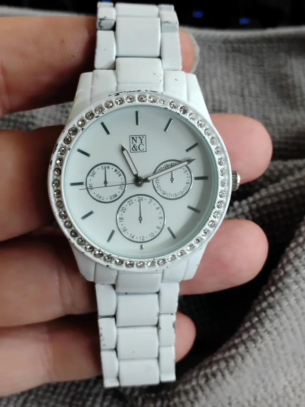 New York & Company White Crystal Accent Women’s Watch